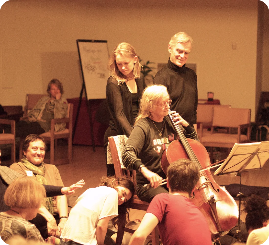 Participants engaged in a guided in-person sensory awareness workshop